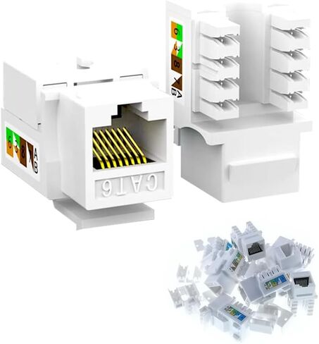 BASGI 90° RJ45 Keystone Jack، متوافق مع Cat5/Cat6، 10 عبوات Cat6 Keystone Jacks - أبيض in Kuwait