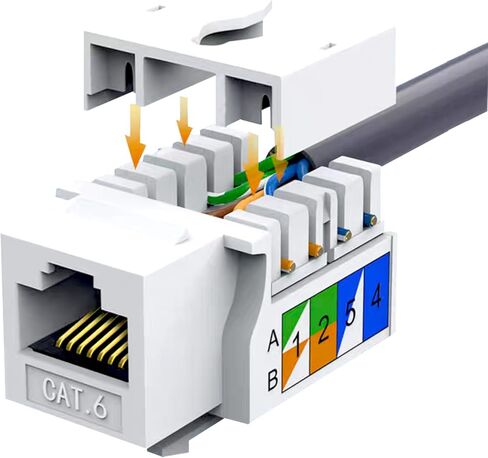 BASGI 90° RJ45 Keystone Jack، متوافق مع Cat5/Cat6، 10 عبوات Cat6 Keystone Jacks - أبيض in Kuwait