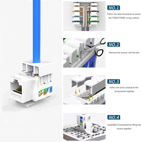 BASGI 90° RJ45 Keystone Jack، متوافق مع Cat5/Cat6، 10 عبوات Cat6 Keystone Jacks - أبيض in Kuwait