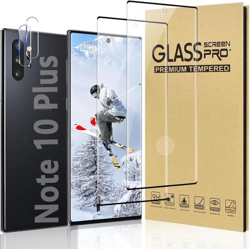 [عبوتان + 2] واقي شاشة من الزجاج المقوى Galaxy Note 10 Plus، دعم بصمات الأصابع بالموجات فوق الصوتية، صلابة 9H مقاومة للخدش، منحني ثلاثي الأبعاد عالي الدقة، خالٍ من الفقاعات، لواقي شاشة Samsung Galaxy Note 10 Plus (6.8 بوصة) in Kuwait
