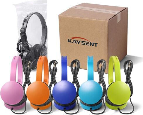 Kaysent School Headphones for Classroom Students - (KHPC-12B) 12 Packs Black Color Kids' Headphones for School, Library, Computers, Children and Adult(No Microphone) in Kuwait