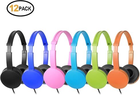 Kaysent School Headphones for Classroom Students - (KHPC-12B) 12 Packs Black Color Kids' Headphones for School, Library, Computers, Children and Adult(No Microphone) in Kuwait