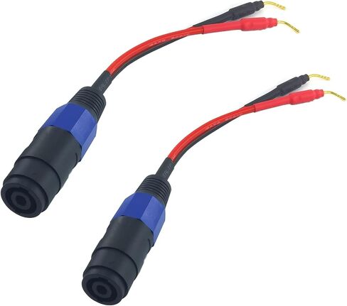 WJSTN Banana Plug to Female Speakon Speaker Adapter Cable 2mm Banana Plug Closed Screws Connectors to Speakon Speaker 6 inches 2 Pack in Saudi Arabia