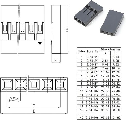 Dupont 2.54mm Wire Male to Female Dupont Connector and 22AWG Pre-Crimped Cable, Single Row 1/2/3/4/5/6/7/8/9/10P JST Connector with Length of 10/30/50/100cm Dupont Wire (1Pcs MF 10P-10CM) in Kuwait