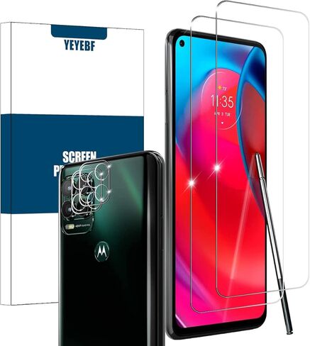 واقي شاشة موتو جي ستايلس 5G من الزجاج المقوى الممتاز + واقي عدسة الكاميرا من ييبف، [عبوتان + عبوتين] [مضاد للخدش] [زجاج ثلاثي الأبعاد] [مناسب للحافظة] in Kuwait