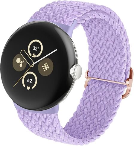 أحزمة BlackPro المضفرة بحلقة منفردة متوافقة مع ساعة Google Pixel Watch/Pixel Watch 2، أشرطة مطاطية من النايلون قابلة للتمدد مع موصل مطور لأساور المعصم لساعة Google Pixel للنساء والرجال in Kuwait