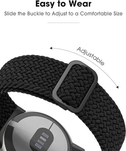 أحزمة BlackPro المضفرة بحلقة منفردة متوافقة مع ساعة Google Pixel Watch/Pixel Watch 2، أشرطة مطاطية من النايلون قابلة للتمدد مع موصل مطور لأساور المعصم لساعة Google Pixel للنساء والرجال in Kuwait