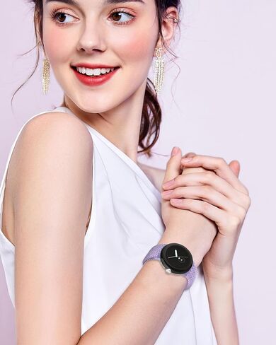 أحزمة BlackPro المضفرة بحلقة منفردة متوافقة مع ساعة Google Pixel Watch/Pixel Watch 2، أشرطة مطاطية من النايلون قابلة للتمدد مع موصل مطور لأساور المعصم لساعة Google Pixel للنساء والرجال in Kuwait