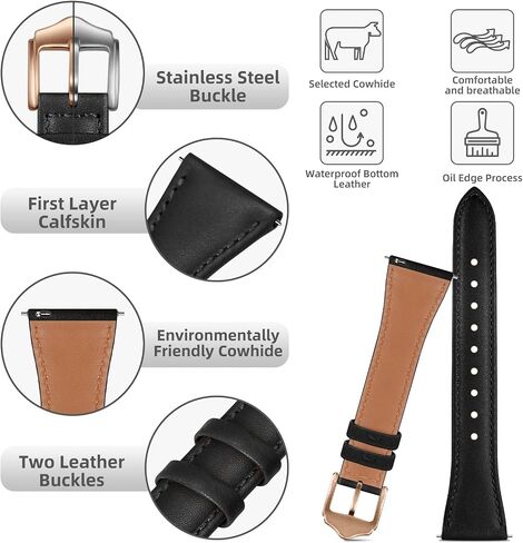 OXWALLEN 20MM Quick Release Leather Watch Band Compatible with Samsung Galaxy Watch 6 5 4 Band 40mm 44mm/Watch 5 Pro 45mm/Galaxy Watch 4 6 Classic Band 42mm 46mm 43mm 47mm/Watch 3 41mm/Active 2 Braided Strap for Women in Kuwait