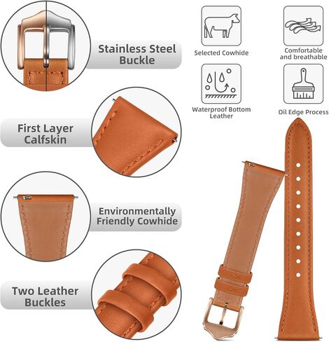 OXWALLEN 20MM Quick Release Leather Watch Band Compatible with Samsung Galaxy Watch 6 5 4 Band 40mm 44mm/Watch 5 Pro 45mm/Galaxy Watch 4 6 Classic Band 42mm 46mm 43mm 47mm/Watch 3 41mm/Active 2 Braided Strap for Women in Saudi Arabia