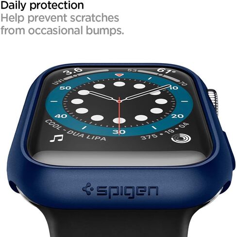 Spigen Thin Fit Designed for Apple Watch Case for 44mm Series SE2/6/SE/5/4 - Black in Saudi Arabia