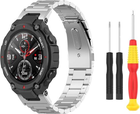 أساور TenCloud متوافقة مع ساعة Amazfit T-Rex الذكية A1918 سوار معصم من الفولاذ المقاوم للصدأ الصلب لساعة Amazfit T-Rex (ذهبي وردي) in Kuwait
