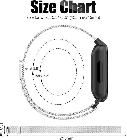 Replacement Strap for Fitbit Inspire 3, Adjustable Metal Watch Bands with Magnetic Loop, Fitness Watch Strap Smart Watch Strap Replacement, Accessories for Fitbit Inspire 3 Women Men（Silver） in Saudi Arabia