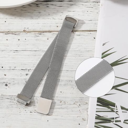 Replacement Strap for Fitbit Inspire 3, Adjustable Metal Watch Bands with Magnetic Loop, Fitness Watch Strap Smart Watch Strap Replacement, Accessories for Fitbit Inspire 3 Women Men（Silver） in Saudi Arabia