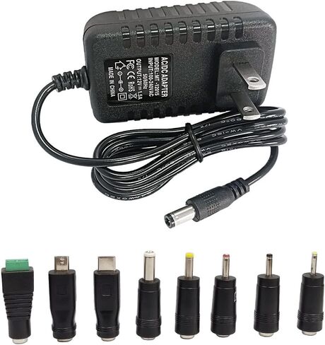 MTYTOT 12V 1.5A 1500mA محول التيار الكهربائي 100-240V AC إلى DC 12Volt محولات تحويل التيار الكهربائي مع 8 نصائح 5.5x2.5mm/2.1mm 4.0x1.7mm 3.5x1.35mm 3.0x1.1mm 2.5x0.7mm Micro-USB Type-C in Saudi Arabia