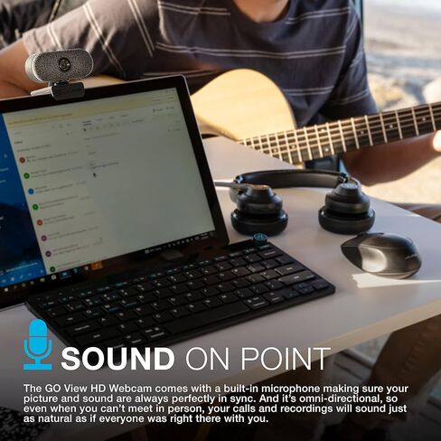 كاميرا ويب JLab Go Cam USB HD، أسود، 1080P/30 إطارًا في الثانية، 2.1 ميجابكسل، إعداد محمول بسيط، ميكروفون متعدد الاتجاهات، متوافق مع أجهزة الكمبيوتر الشخصية، Mac وChromebook in Kuwait