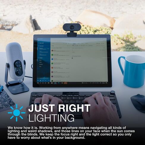 كاميرا ويب JLab Go Cam USB HD، أسود، 1080P/30 إطارًا في الثانية، 2.1 ميجابكسل، إعداد محمول بسيط، ميكروفون متعدد الاتجاهات، متوافق مع أجهزة الكمبيوتر الشخصية، Mac وChromebook in Kuwait