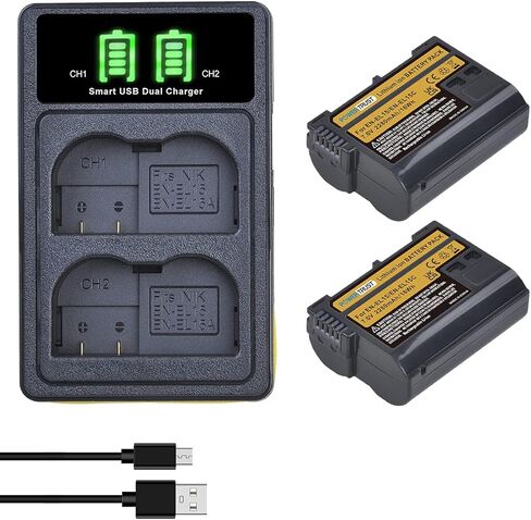 PowerTrust EN-EL15C EN-EL15 Battery and Charger Compatible with Nikon D7500, D7200, D7100, D7000, D850, D750, D500 in Kuwait