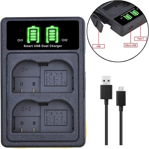 PowerTrust EN-EL15C EN-EL15 Battery and Charger Compatible with Nikon D7500, D7200, D7100, D7000, D850, D750, D500 in Kuwait