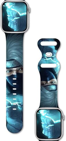 حزام ساعة أنيمي متوافق مع أشرطة ساعة أبل 38 مم 40 مم 41 مم 42 مم 44 مم 45 مم 49 مم، حزام رياضي بديل من السيليكون الناعم كارتوني متوافق مع سلسلة iWatch 8,7,6,5,4,3,2,1,SE in Kuwait