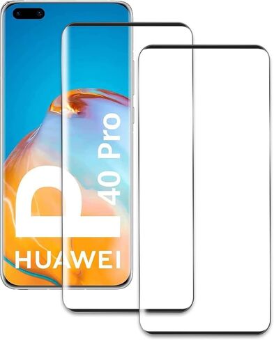 واقي شاشة من الزجاج المقوى Aleecyn (عبوة من قطعتين) لهاتف Huawei P40 pro ثلاثي الأبعاد، فتحة دقيقة، خالية من الفقاعات، سهلة التركيب، صلابة 9H HD، حواف منحنية ثلاثية الأبعاد in Kuwait