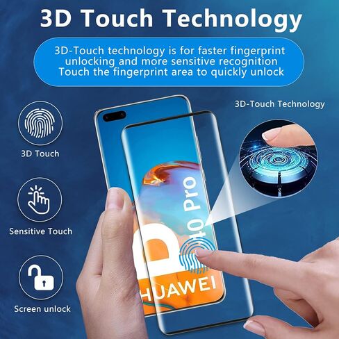 واقي شاشة من الزجاج المقوى Aleecyn (عبوة من قطعتين) لهاتف Huawei P40 pro ثلاثي الأبعاد، فتحة دقيقة، خالية من الفقاعات، سهلة التركيب، صلابة 9H HD، حواف منحنية ثلاثية الأبعاد in Kuwait