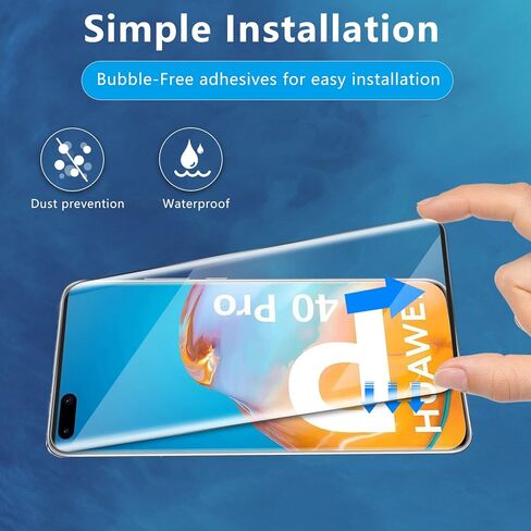 واقي شاشة من الزجاج المقوى Aleecyn (عبوة من قطعتين) لهاتف Huawei P40 pro ثلاثي الأبعاد، فتحة دقيقة، خالية من الفقاعات، سهلة التركيب، صلابة 9H HD، حواف منحنية ثلاثية الأبعاد in Kuwait