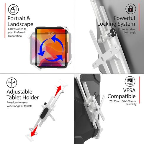 CTA Digital Security VESA and Flushed Wall Mount for 7-14 Inch Tablets (PAD-SVWMWS) - White in Saudi Arabia