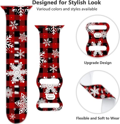 YAGEDOVIU Holiday Watch Bands ساعة متوافقة 38 مم 40 مم 41 مم 42 مم للنساء والرجال، سوار معصم بديل من السيليكون الناعم قابل للتعديل لسلسلة SE 8/7/6/5/4/3/2/1 in Kuwait