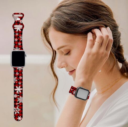 YAGEDOVIU Holiday Watch Bands ساعة متوافقة 38 مم 40 مم 41 مم 42 مم للنساء والرجال، سوار معصم بديل من السيليكون الناعم قابل للتعديل لسلسلة SE 8/7/6/5/4/3/2/1 in Kuwait