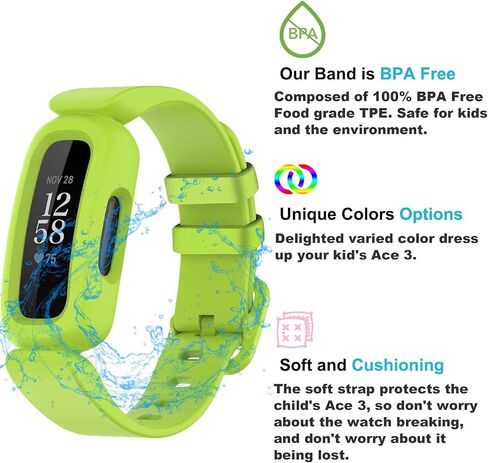 عصابات Lyforaz متوافقة مع Fitbit Ace 3 للأطفال، إكسسوارات سوار من السيليكون الناعم المقاوم للماء، استبدال أساور المعصم لساعة Fitbit Ace 3 للفتيات والأولاد in Saudi Arabia