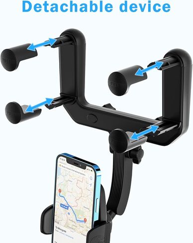 حامل موبايل لمراة الرؤية الخلفية للسيارة، حامل موبايل للسيارة قابل للدوران 360 درجة سهل التشغيل متوافق مع ايفون وسامسونج وال جي وجميع الهواتف الذكية in Kuwait