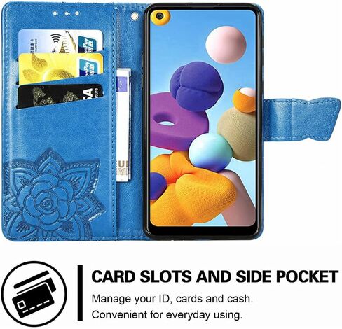 حافظة MEUPZZK لهاتف Samsung Galaxy A21، حافظة محفظة Samsung A21، جلد PU فاخر منقوش على شكل فراشة [مسند] [فتحات للبطاقات] [حزام المعصم] [6.5 بوصة] غطاء هاتف لهاتف Samsung A21 (A-Lavender) in Kuwait