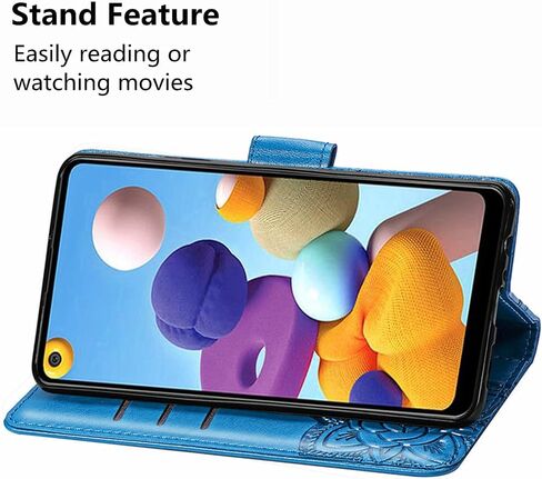حافظة MEUPZZK لهاتف Samsung Galaxy A21، حافظة محفظة Samsung A21، جلد PU فاخر منقوش على شكل فراشة [مسند] [فتحات للبطاقات] [حزام المعصم] [6.5 بوصة] غطاء هاتف لهاتف Samsung A21 (A-Lavender) in Kuwait