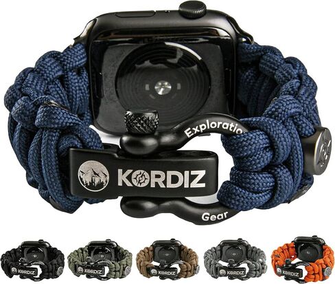 KORDIZ Survivor - سوار ساعة باراكورد Apple متوافق مع Apple Watch Series Ultra & 9/8/7/6/5/4/3/2/1/SE - 49 مم 45 مم 44 مم 42 مم - مع كبل قابل للتعديل من الفولاذ المقاوم للصدأ in Saudi Arabia