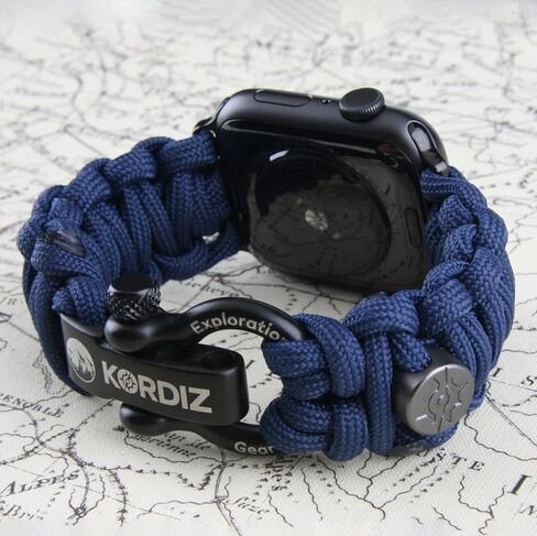 KORDIZ Survivor - سوار ساعة باراكورد Apple متوافق مع Apple Watch Series Ultra & 9/8/7/6/5/4/3/2/1/SE - 49 مم 45 مم 44 مم 42 مم - مع كبل قابل للتعديل من الفولاذ المقاوم للصدأ in Saudi Arabia