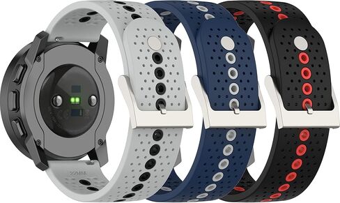 22MM Sport Strap for Amazfit GTR 4/GTR 3 Pro/GTR 3/GTR 2/GTR 2e, for Ticwatch Pro 3, for Huawei GT 2 Replacement Wristbands Silicone Bands Adjustable Watch for Women&Men,Gray/DarkBlue/Black in Kuwait