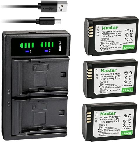 Kastar LTD2 USB Battery Charger Replacement for Samsung ED-BP1900 ED-BP1900/US, BP-1900 BP1900 Battery, Samsung ED-BC4NX03, ED-BC4NX03/US Charger, Samsung NX1 Smart Wi-Fi 4K Digital Camera in Kuwait