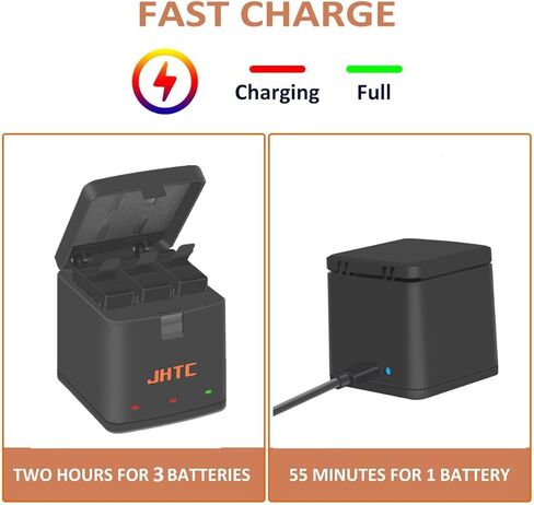 JHTC Hero 8 Battery Hero 7 استبدال البطارية 3 حزم وشاحن بطارية Triple Hero 8 متوافق مع GoPro HERO8 Black، GoPro HERO6 Black، GoPro HERO5 Black، GoPro Hero 2018 in Kuwait