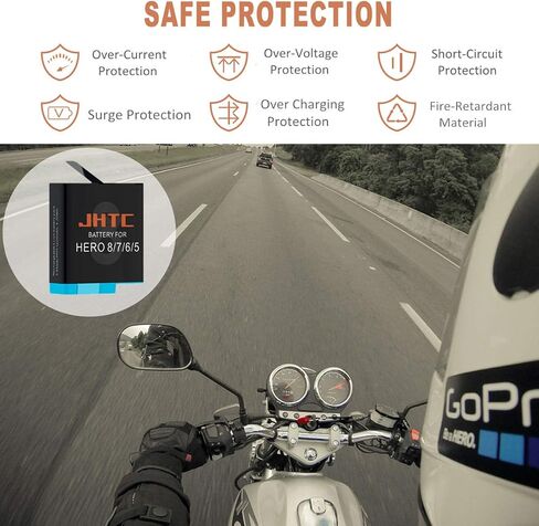 JHTC Hero 8 Battery Hero 7 استبدال البطارية 3 حزم وشاحن بطارية Triple Hero 8 متوافق مع GoPro HERO8 Black، GoPro HERO6 Black، GoPro HERO5 Black، GoPro Hero 2018 in Kuwait