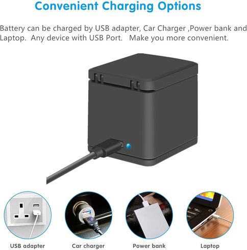 JHTC Hero 8 Battery Hero 7 استبدال البطارية 3 حزم وشاحن بطارية Triple Hero 8 متوافق مع GoPro HERO8 Black، GoPro HERO6 Black، GoPro HERO5 Black، GoPro Hero 2018 in Kuwait