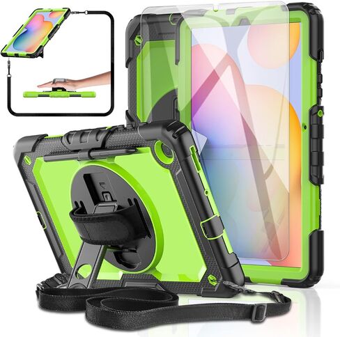 Samsung Galaxy Tab S6 Lite Tablet Case 10.4 inch 2022/2020 [with Tempered Glass Screen Protector], BASE MALL Heavy Duty Shockproof Case, Rotatable Kickstand, S Pen Holder, Hand/Shoulder Strap (Black) in Saudi Arabia