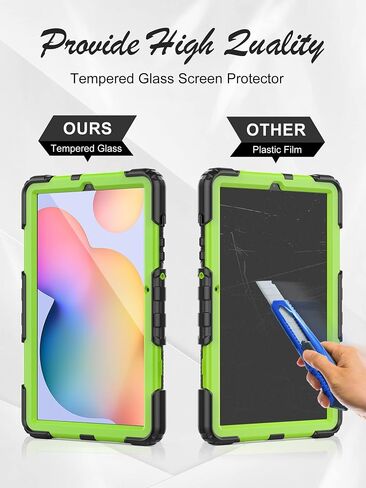 Samsung Galaxy Tab S6 Lite Tablet Case 10.4 inch 2022/2020 [with Tempered Glass Screen Protector], BASE MALL Heavy Duty Shockproof Case, Rotatable Kickstand, S Pen Holder, Hand/Shoulder Strap (Black) in Saudi Arabia