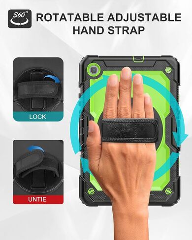 Samsung Galaxy Tab S6 Lite Tablet Case 10.4 inch 2022/2020 [with Tempered Glass Screen Protector], BASE MALL Heavy Duty Shockproof Case, Rotatable Kickstand, S Pen Holder, Hand/Shoulder Strap (Black) in Saudi Arabia