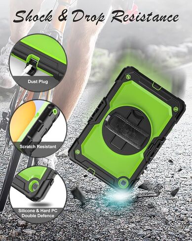 Samsung Galaxy Tab S6 Lite Tablet Case 10.4 inch 2022/2020 [with Tempered Glass Screen Protector], BASE MALL Heavy Duty Shockproof Case, Rotatable Kickstand, S Pen Holder, Hand/Shoulder Strap (Black) in Saudi Arabia