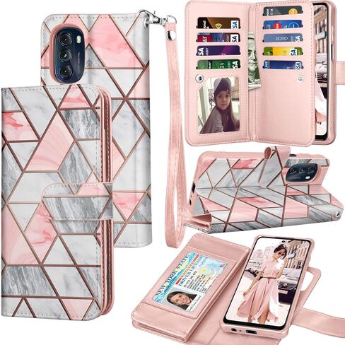 Tekcoo Wallet Case for Motorola Moto G 5G 2022 / Moto G (2022) / XT2213, Luxury PU Leather Cash Credit Card Slots Holder Carrying Folio Flip Cover [Detachable Magnetic Hard Cases] Lanyard - Black in Kuwait