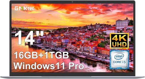 كمبيوتر محمول GMKtec 16 جيجابايت DDR5 1 تيرابايت SSD 14 بوصة 4K UHD Win 11 Pro كمبيوتر محمول مع معالج Intel Core i5 10 Core (4.4 جيجاهرتز)، Intel Iris Xe Graphics 1.2G، HDMI، WiFi 6، كاميرا ويب، USB3.2 x 3، بلوتوث 5.2 in Kuwait