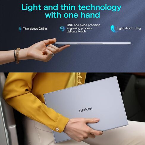 كمبيوتر محمول GMKtec 16 جيجابايت DDR5 1 تيرابايت SSD 14 بوصة 4K UHD Win 11 Pro كمبيوتر محمول مع معالج Intel Core i5 10 Core (4.4 جيجاهرتز)، Intel Iris Xe Graphics 1.2G، HDMI، WiFi 6، كاميرا ويب، USB3.2 x 3، بلوتوث 5.2 in Kuwait