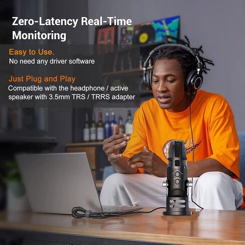 Hityeneed Professional USB Gaming Microphone for Computer with TF Card,4 Pickup Patterns, Mic Gain Control, Mute Button for Vocal,Noise Cancelling, No-Latency Mic for Streaming, Vlogging& Podcasting in Kuwait