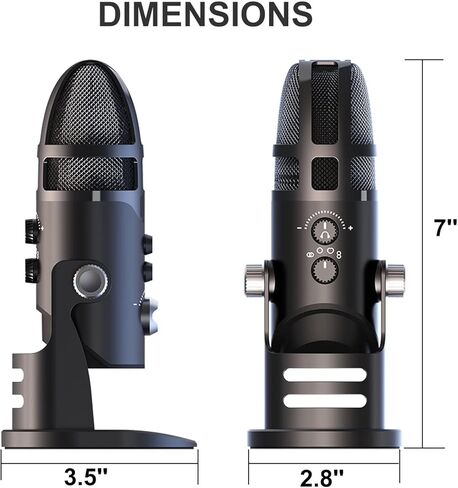 Hityeneed Professional USB Gaming Microphone for Computer with TF Card,4 Pickup Patterns, Mic Gain Control, Mute Button for Vocal,Noise Cancelling, No-Latency Mic for Streaming, Vlogging& Podcasting in Kuwait
